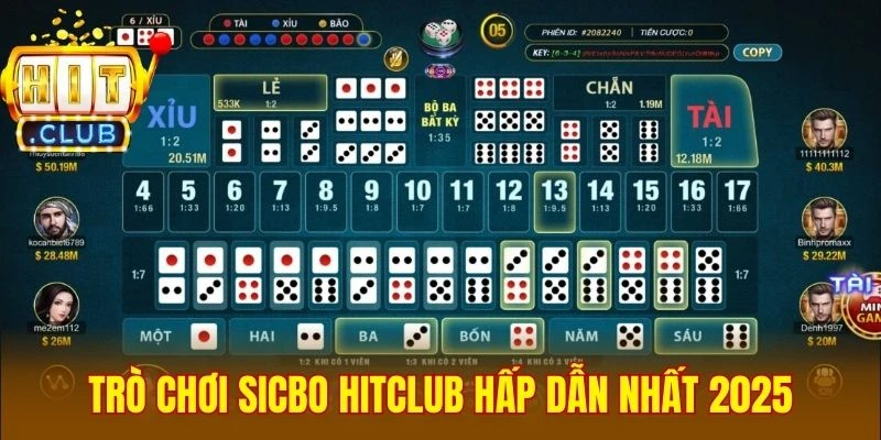 Trò chơi Sicbo Hitclub hấp dẫn nhất 2025
